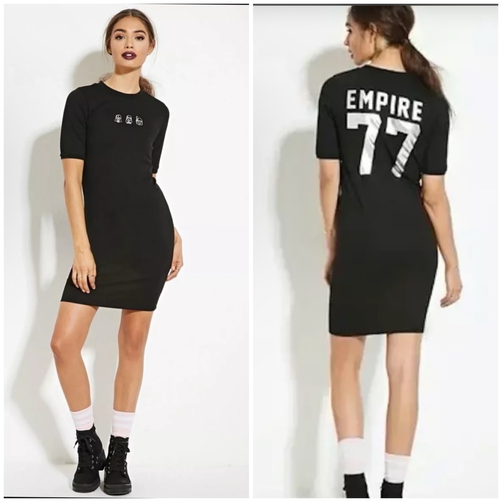 Star Wars x Forever 21 Black BodyCon Jersey Dress Empire #77 Women's Sz S NWT